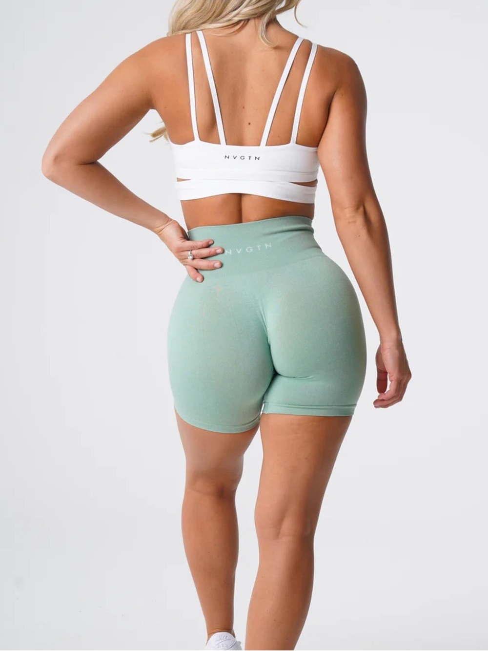 NVGTN High-Waist Sage Green Bike Shorts NEW